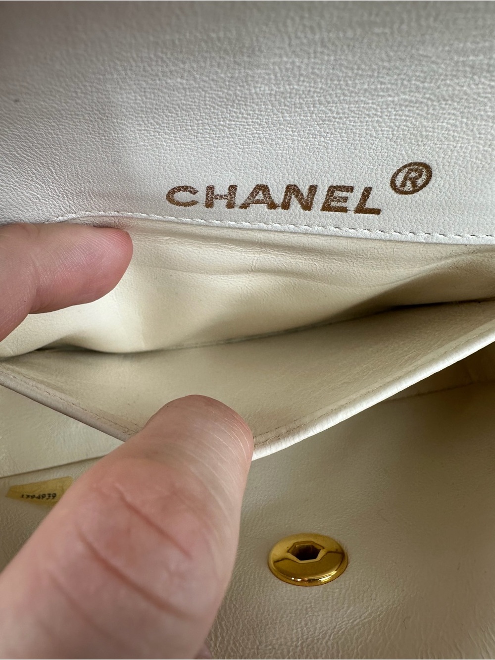 Chanel Vintage Mini Flap Bag White Lambskin Quilted Crossbody 24KT Classic CC - Picture 11 of 12